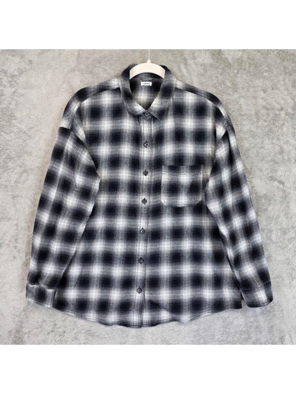 Garage Button Up Shirt Juniors XS/S Black Plaid Collared Flannel Relaxed Top